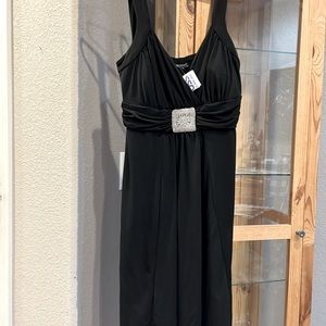 NWT black sleeveless dress with crystal rhinestones accent